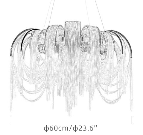 Chroom aluminium ketting kwast kroonluchter