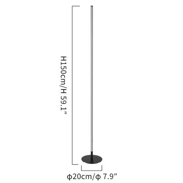 Metalen vloerlamp met lineaire vorm